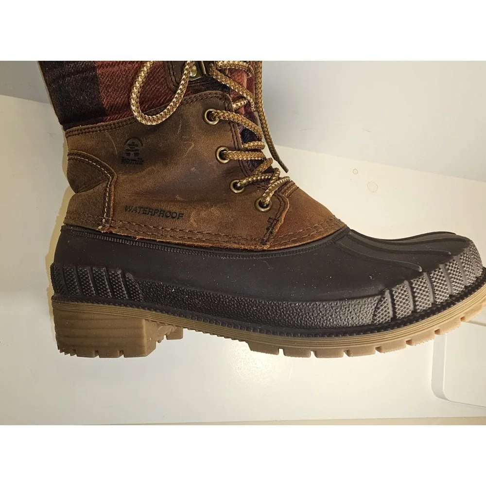 Kamik Sienna 2 Winter Duck Boots Women 8 Leather Rubber Lace Up Waterproof Brown